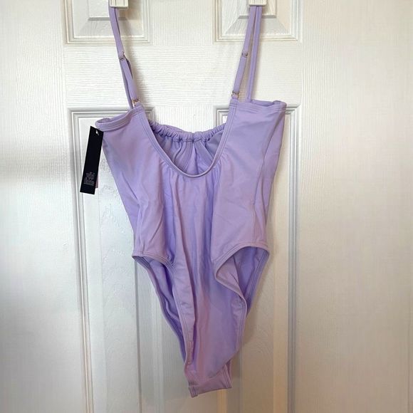 WILD FABLE Shirred Underwire Cheeky Swimsuit in Purple Size Small NEW - Picture 3 of 11